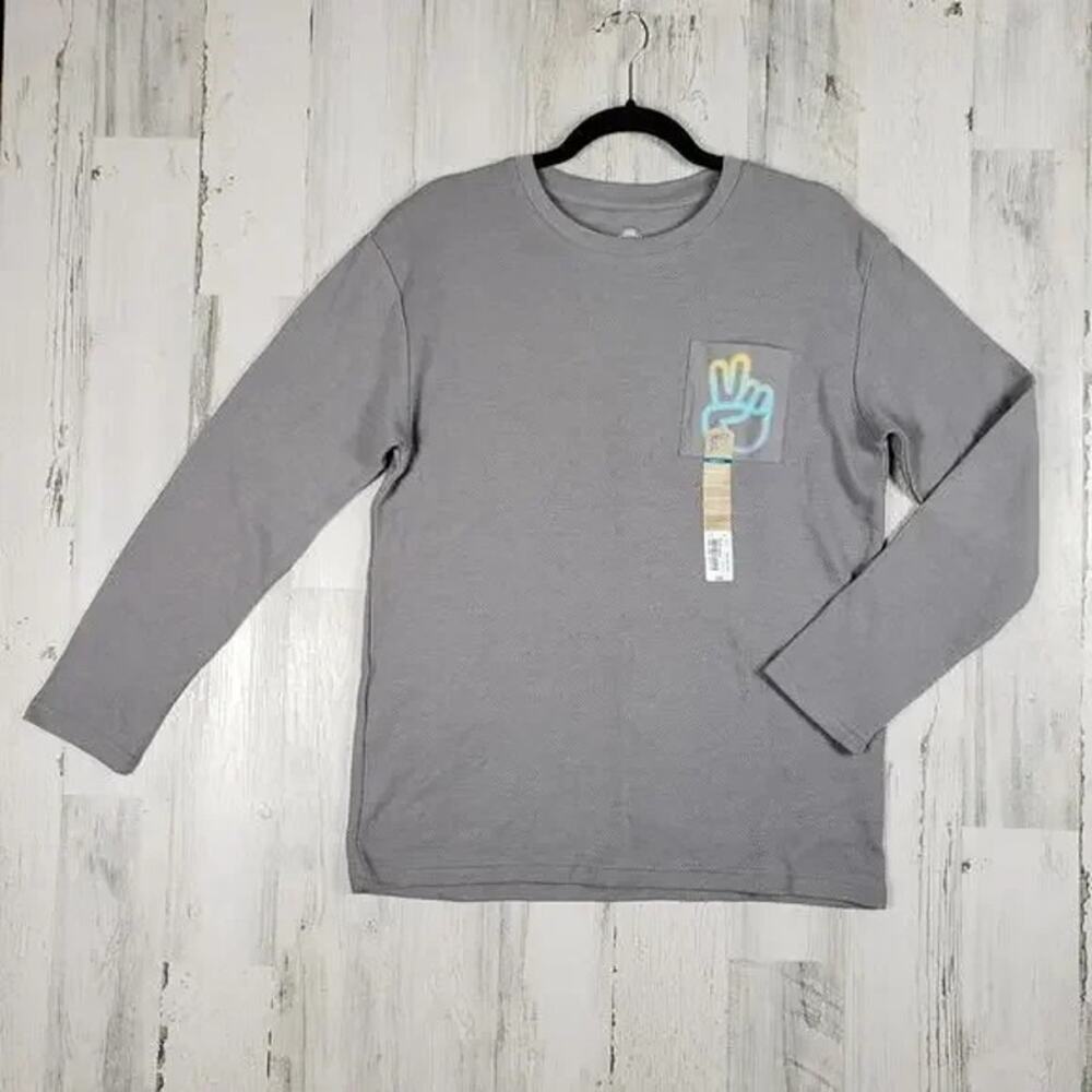 NWT There Abouts Boys Waffle Knit Long Sleeve Shirt Youth Size Large Husky 14/16